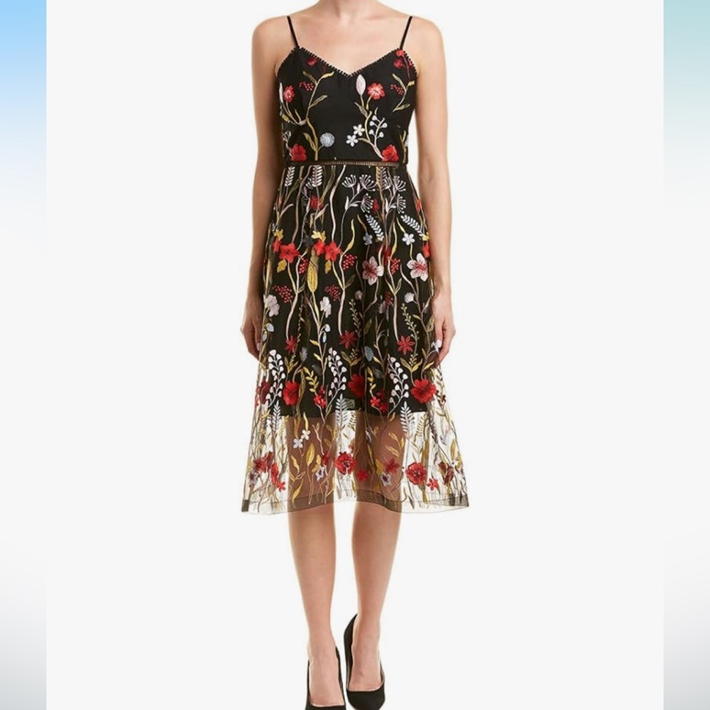 Shoshanna Women's Honoria Spaghetti Strap Fit and Flare Dress - size 0